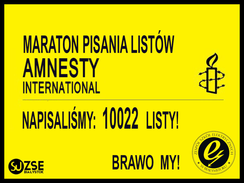 plakat podsumowujacy szkolną akcję Amnesty International